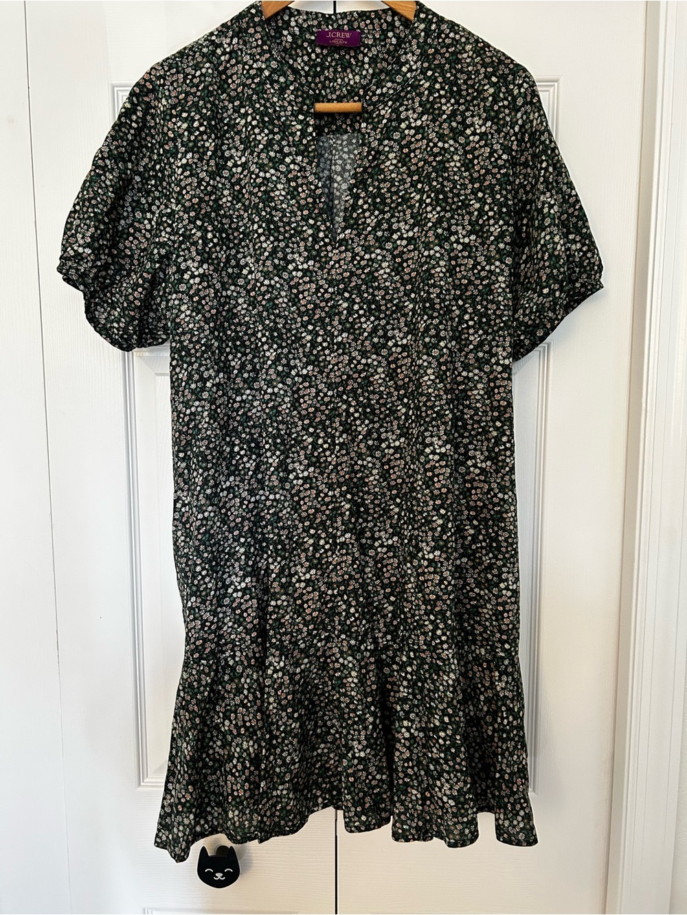 J. Crew Delilah Black Floral Ruffle-Hem Dress in Liberty Marguerite Fabric 2x